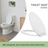 Oval Plastic Toilet Seat Soft Close in White, No Slam & Easy to Clean