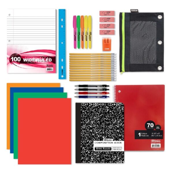 BAZIC School Kit Supplies Kit 86 Count, Bazic Products School Supplies Composition Books for Student 3-6 Grades, Spec May Vary, 1-Pack