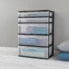 5 Drawer Wide Tower Black