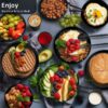 48 Pcs Wheat Straw Dinnerware Sets For 4, Unbreakable Dinnerware Sets, Reusable Wheat Straw Plates and Bowls Sets, Travel Camping Cutlery Set, Dishwasher Microwave Safe Dinnerware, Black