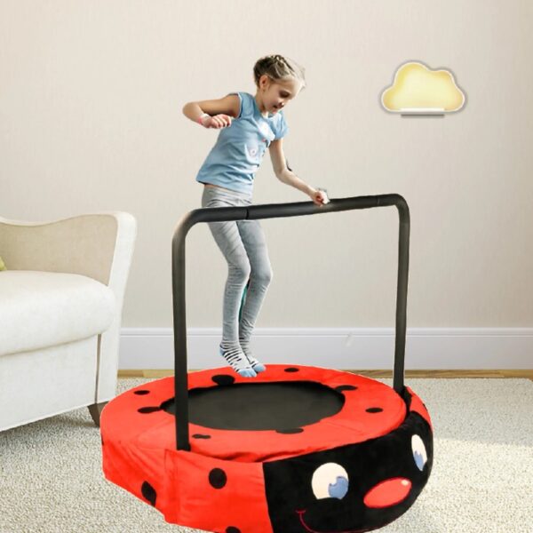 Assembled children's trampoline happy expression outdoor and indoor dual-use ladybug black and red foldable iron tube for kids age 3 - 7