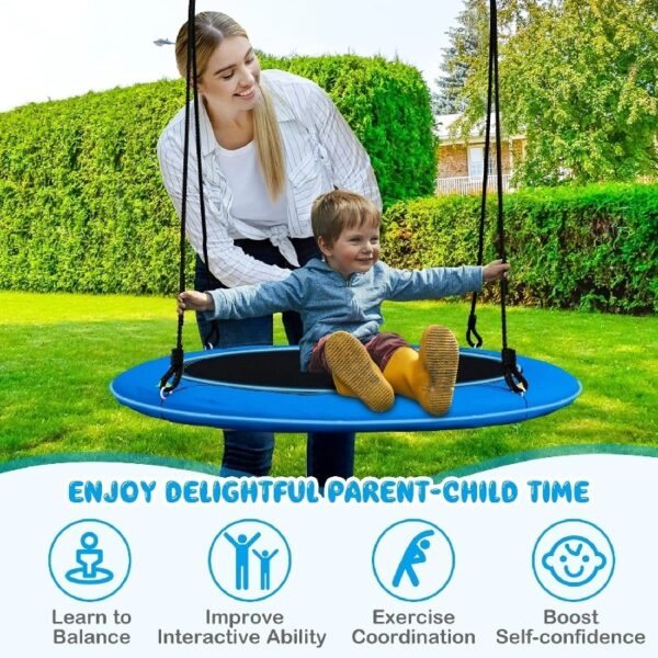 40” Tree Swing with LED Lights for Kids Adults, Indoor Outdoor Flying Saucer Swing with Adjustable Multi-Strand Hanging Ropes for Tree, Backyard, Playground ,Colorful
