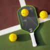 Paddle withRaw Carbon Fiber Surface and PP Honeycomb Core , Pickle Ball Racket Designed for Spin and Consistency,Green