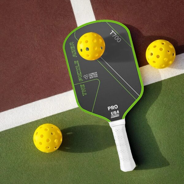 Paddle withRaw Carbon Fiber Surface and PP Honeycomb Core , Pickle Ball Racket Designed for Spin and Consistency,Green