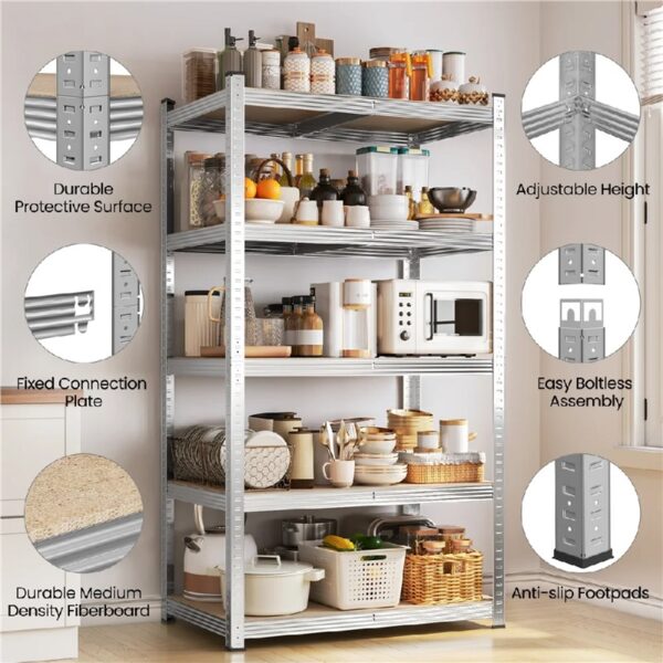 5-Tier Metal Boltless & Adjustable Storage Rack, Blue
