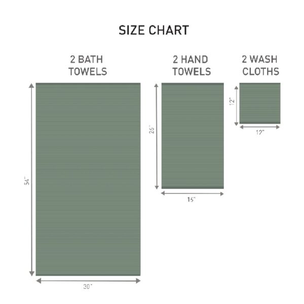 Gardens PowerLoft AIRRICH® Cotton 6-Piece Bath Towel Set, Green Ash Textured Stripe