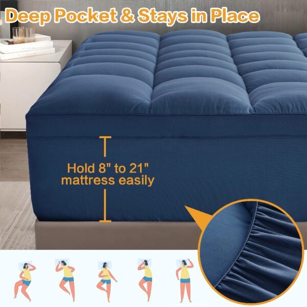 100% 400TC Mattress Topper Queen for Back Pain, Extra Thick Cooling Mattress Pad, Mattress Protector Pillow Top Mattress Cover with 8-21