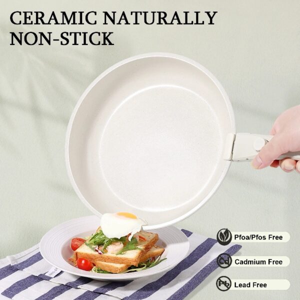 5Pcs Ceramic Pots and Pans Set Nonstick Cookware Sets Removable Handle Kitchen,Oven Safe, Induction Ready
