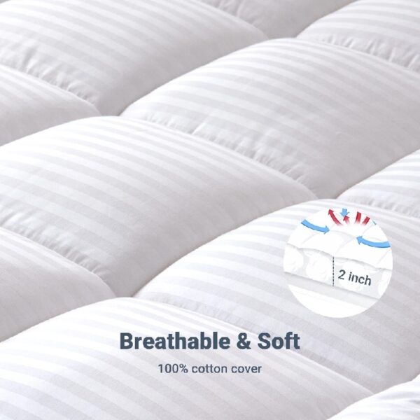 Queen Size Mattress Topper,400TC 100%Cotton Cooling Mattress Pad Cover Extra Thick Alternative Fill Pillow Top Cooling Bed Topper and Hotel Mattress Protector