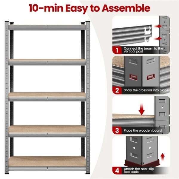 5-Tier Metal Boltless & Adjustable Storage Rack, Blue