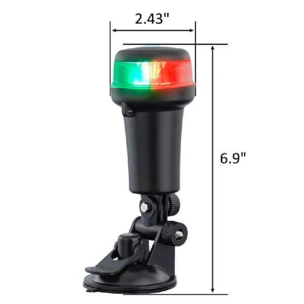 Marine Navigation Lights for Boats LED - Red/Green Battery Powered Nav Lights for Boats - Suction Mount, Swivel Base, 3-Mode Operation - 1NM Waterproof