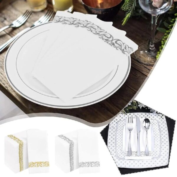 100 Disposable Guest Towels Soft and Absorbent Linen-Feel Paper Hand Towels