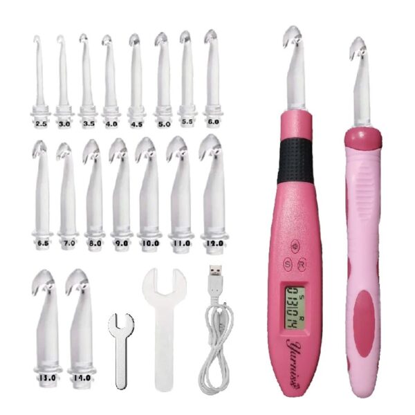 Yarniss Crochet Hooks Set with Digital Counter, 17 Sizes Light Up Crochet Hooks 2.5mm-14.0mm