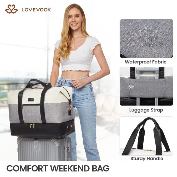 Travel Duffel Bag for Women, Large Weekender Overnight Bag, Carry-on Gym Bag with Separate Shoes Compartment, Mom Hospital Bags for Labor and Delivery with 2 Packing Cubes