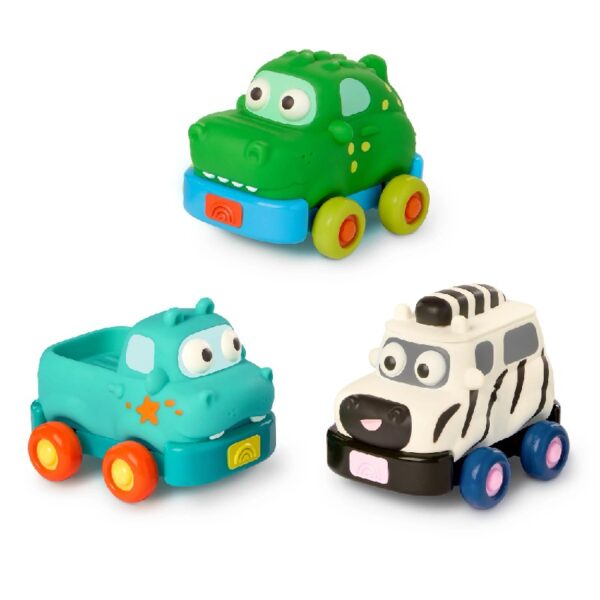 Safari Speedsters 3 Pull-Back Animal Cars, Baby and Toddler Toys