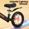 Kid Balance Bike, 12'' Toddlers Training Bicycle for 2-5 Years Old Boys Girls, Lightweight with Lighting up Wheels, Bule