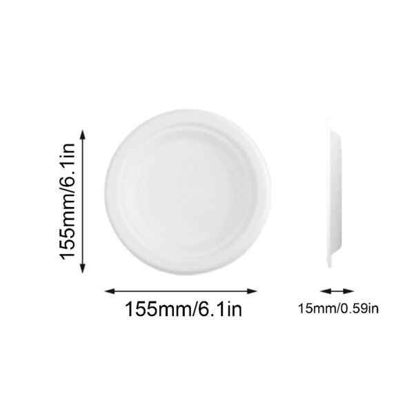 100 Pcs Toyeng 6 inch Disposable Paper Plates - White Pulp Molding Dinner Plates for Parties, Weddings & Outdoor Events – Eco-Friendly & Biodegradable