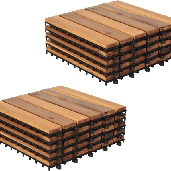 10PCS Interlocking Deck Tiles Plastic Waterproof Outdoor Flooring 12