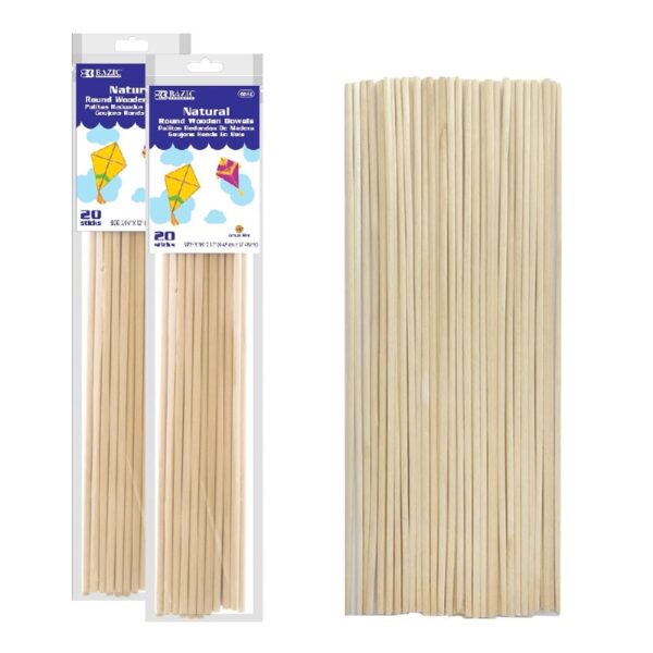 BAZIC Wooden Dowel Rods Wood Sticks, 3/16