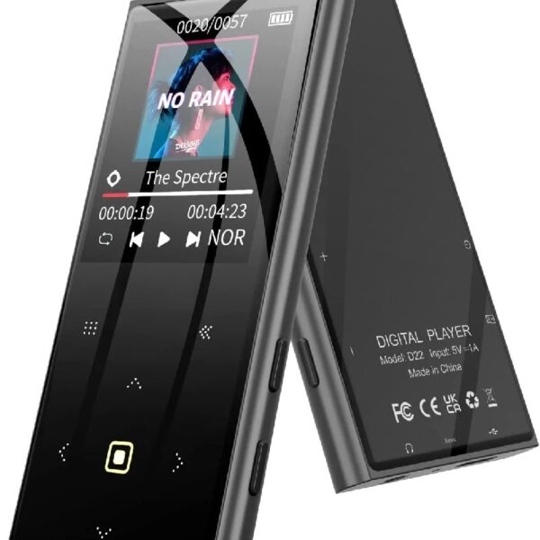 D22 Portable MP3 Player/Black 32GB FM 1.8''/Touch Button/5.0 Bluetooth/Multilingual