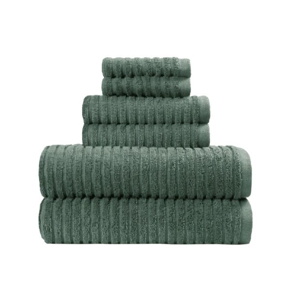 Gardens PowerLoft AIRRICH® Cotton 6-Piece Bath Towel Set, Green Ash Textured Stripe