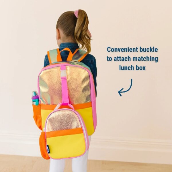 Wildkin Kids Pack-It-All 15 Inch School & Travel Backpack in Pink for Girls, Front strap for attaching Wildkin's Clip-in Lunchbox, Generously sized exterior front pocket (Mermaid Undercover)
