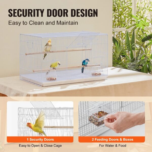 KFFKFF Avian Habitat, 18 inches, Compact Parakeet Enclosure, Robust Metallic Bird Mobility Enclosure, Portable Aviary with 2 Roosts & 2 Nourishment Bowls, Canary, Lovebird, White