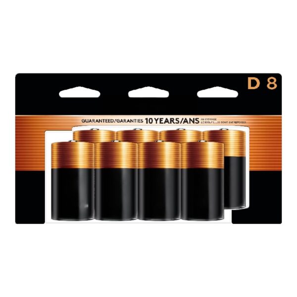 1.5V Coppertop Alkaline D Batteries, 8 Pack