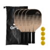 Pickleball Paddle Set with Leather Handle, Black, 4 Count by ORCA
