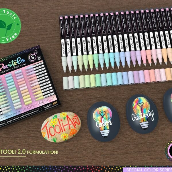 Tooli-Art Pastel Acrylic Paint Pens Multicolor Special Color Series Marker Set with 0.7mm Extra Fine Tip Set of 24