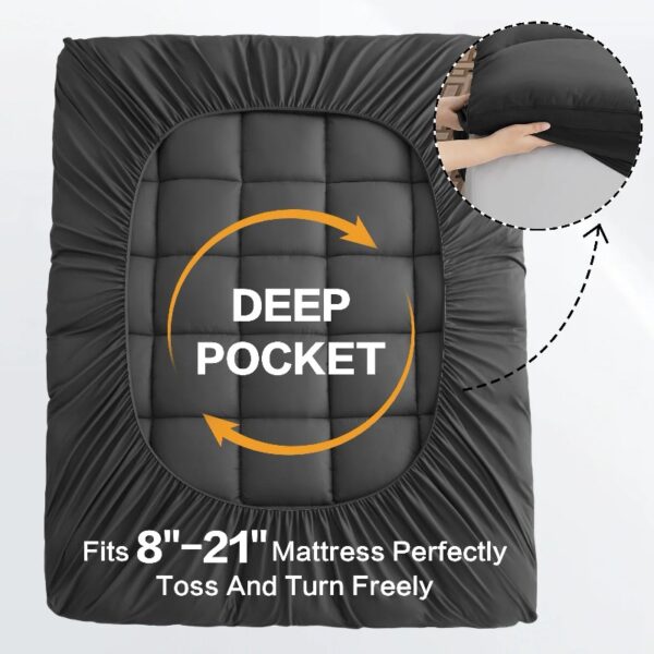 100% 400TC Mattress Topper Queen for Back Pain, Extra Thick Cooling Mattress Pad, Mattress Protector Pillow Top Mattress Cover with 8-21