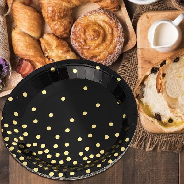 25 Sets Paper Plates Disposable Paper Cups Plastic Forks and Knives