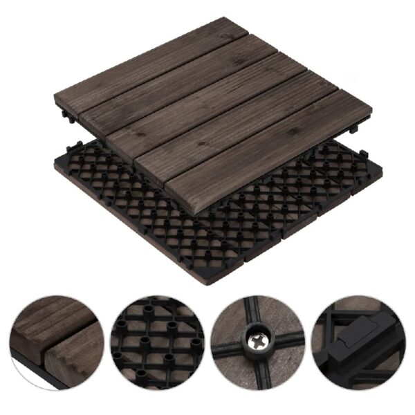 12'' x 12'' Fir Wood Flooring Tiles 11sq ft Coverage Area, 11 Pieces, Brown