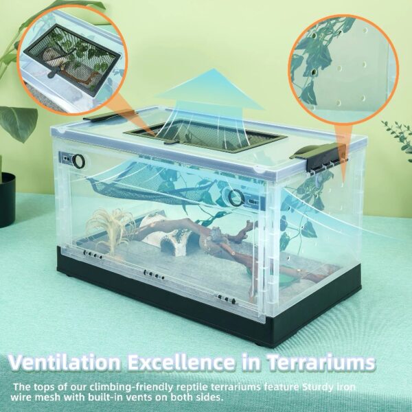 Reptile Terrarium Kit - Snake Terrarium & Bearded Dragon Tank with Clear Views Foldable Hermit Crab Cage, Lizard Tank & Crested Gecko Habitat Heat-Safe Iron Mesh Medium