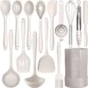 Black Silicone Cooking Utensils Set - 446°F Heat Resistant Kitchen Utensils,Turner Tongs,Spatula,Spoon,Brush,Whisk,Kitchen Utensil Gadgets Tools Set for Nonstick Cookware,Dishwasher Safe (BPA Free)