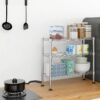 3 Tier Spice Storage Rack, Metal Wire Kitchen Shelving Unit ,18'' L x 8'' W x 18'' H