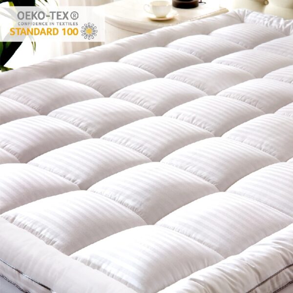 Queen Size Mattress Topper,400TC 100%Cotton Cooling Mattress Pad Cover Extra Thick Alternative Fill Pillow Top Cooling Bed Topper and Hotel Mattress Protector