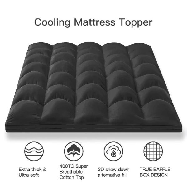 Extra Thick Queen Mattress Topper, Pillow top Mattress Pad for Deep Sleep, White
