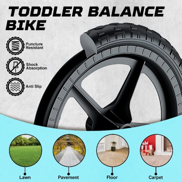 Kid Balance Bike, 12'' Toddlers Training Bicycle for 2-5 Years Old Boys Girls, Lightweight with Lighting up Wheels, Bule