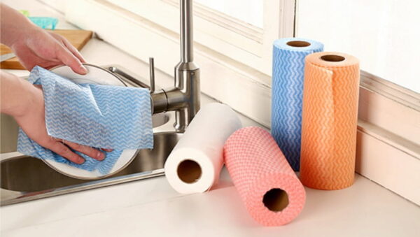 80 Sheet Disposable Cleaning Cloths Disposable Dish Cloths Paper Towels Reusable Household Cleaning Towel 2 Rolls
