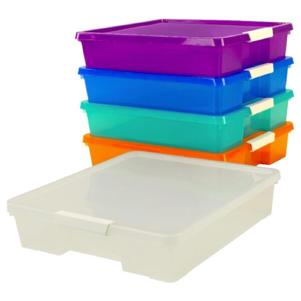 Storex 12x12 Stack & Store Box, Assorted Colors, Case of 5