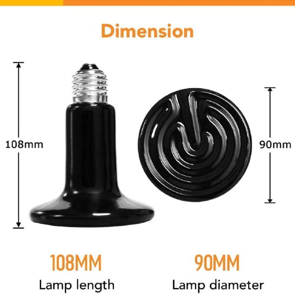 Simple Deluxe 100W Infrared Ceramic Reptile Heat Lamp Bulb & 150W Clamp Light with 8.5