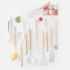 19PCS Kitchen Utensils Set for Cooking, 11 Cooking Utensils, 6 Knife set Beige,3 Utensil Sets,utensilios de cocina