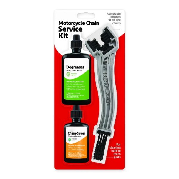 Motorcycle Chain Service Kit: Grunge Brush, Chain Lubricant and Degreaser, Mfg