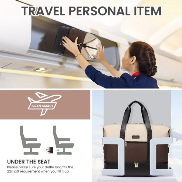 Travel Duffel Bag for Women, Large Weekender Overnight Bag, Carry-on Gym Bag with Separate Shoes Compartment, Mom Hospital Bags for Labor and Delivery with 2 Packing Cubes