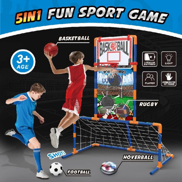 3-in-1 LED Soccer Hockey Bowling Set Indoor/Outdoor Toys, Gifts for 3 4 5 6 7 8+ Years Boy Girl