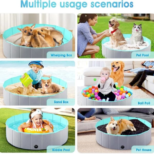 Dog Pool 32 x8 Inch, Cuopluber Bath Swimming Tub Kiddie Pool, Portable Dog Pool PVC Pet Swimming Pool Suitable for Dogs Cats and Kids Indoor Outdoor
