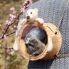 Anvazise Pet Carrier Bag Breathable Cute Doll Decor Portable Small Animals Hamster Chinchilla Travel Shoulder Bag for Outdoor