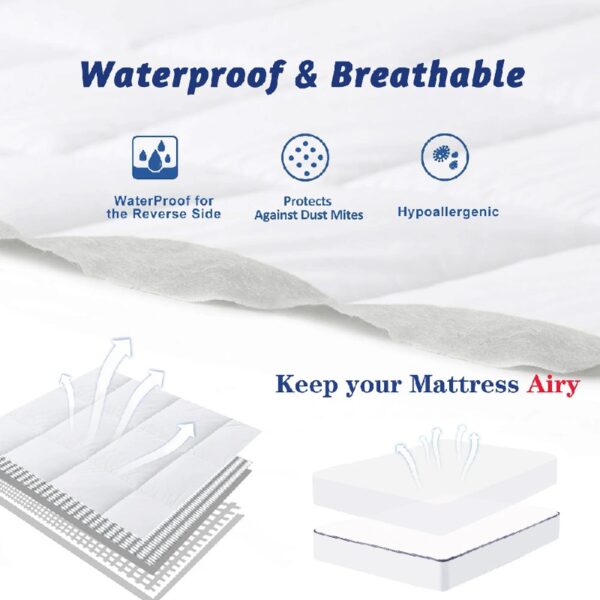 Queen Size Mattress Topper,400TC 100%Cotton Cooling Mattress Pad Cover Extra Thick Alternative Fill Pillow Top Cooling Bed Topper and Hotel Mattress Protector