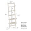 5-Tier Slatted Wood Leaning Ladder Shelf for Narrow Storage, Wooden Bookcase for Living Room, Bathroom, Kitchen, Office or Bedroom, Black Finish
